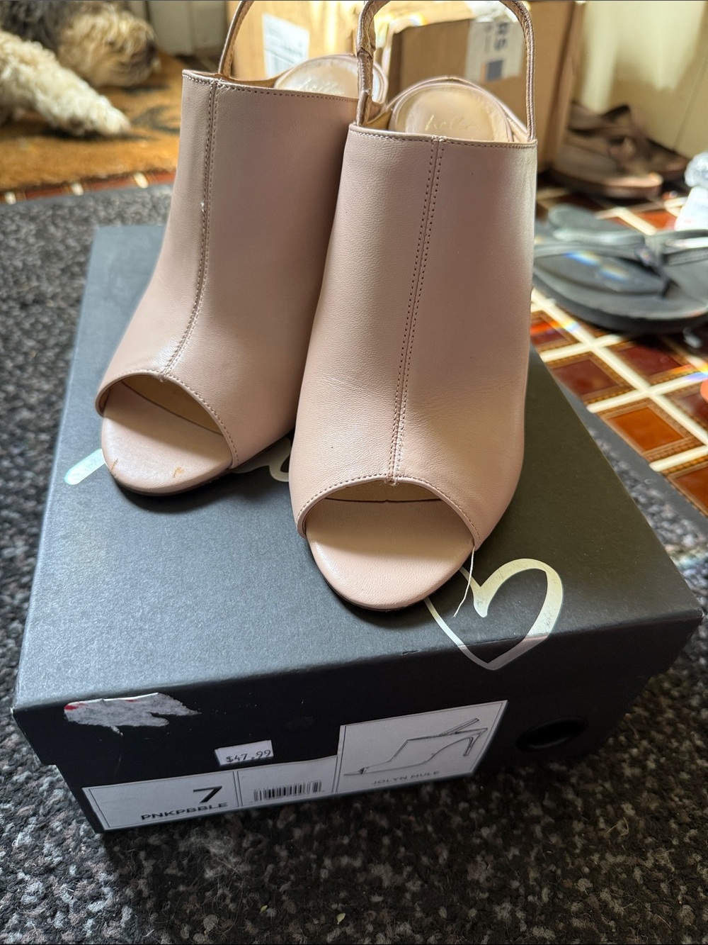 Banana Republic Blush Nude Peep-Toe Slingback Mules